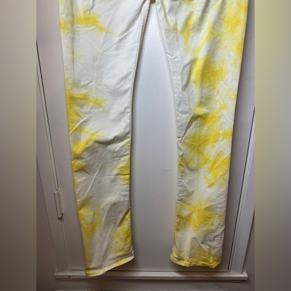 Hudson Yellow White Tie Dye Skinny Zipper Fly Jeans Made in the USA Size 28 - Picture 11 of 15